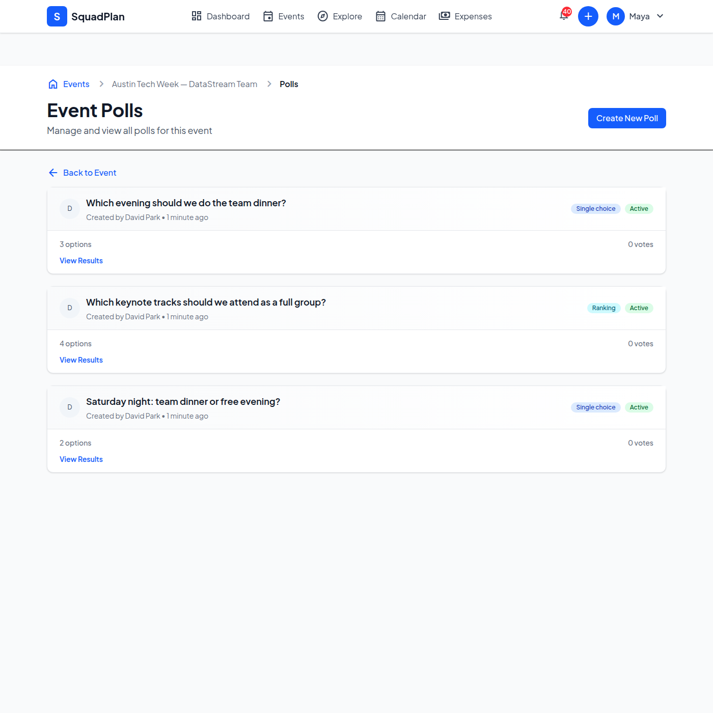 All active polls for conference coordination