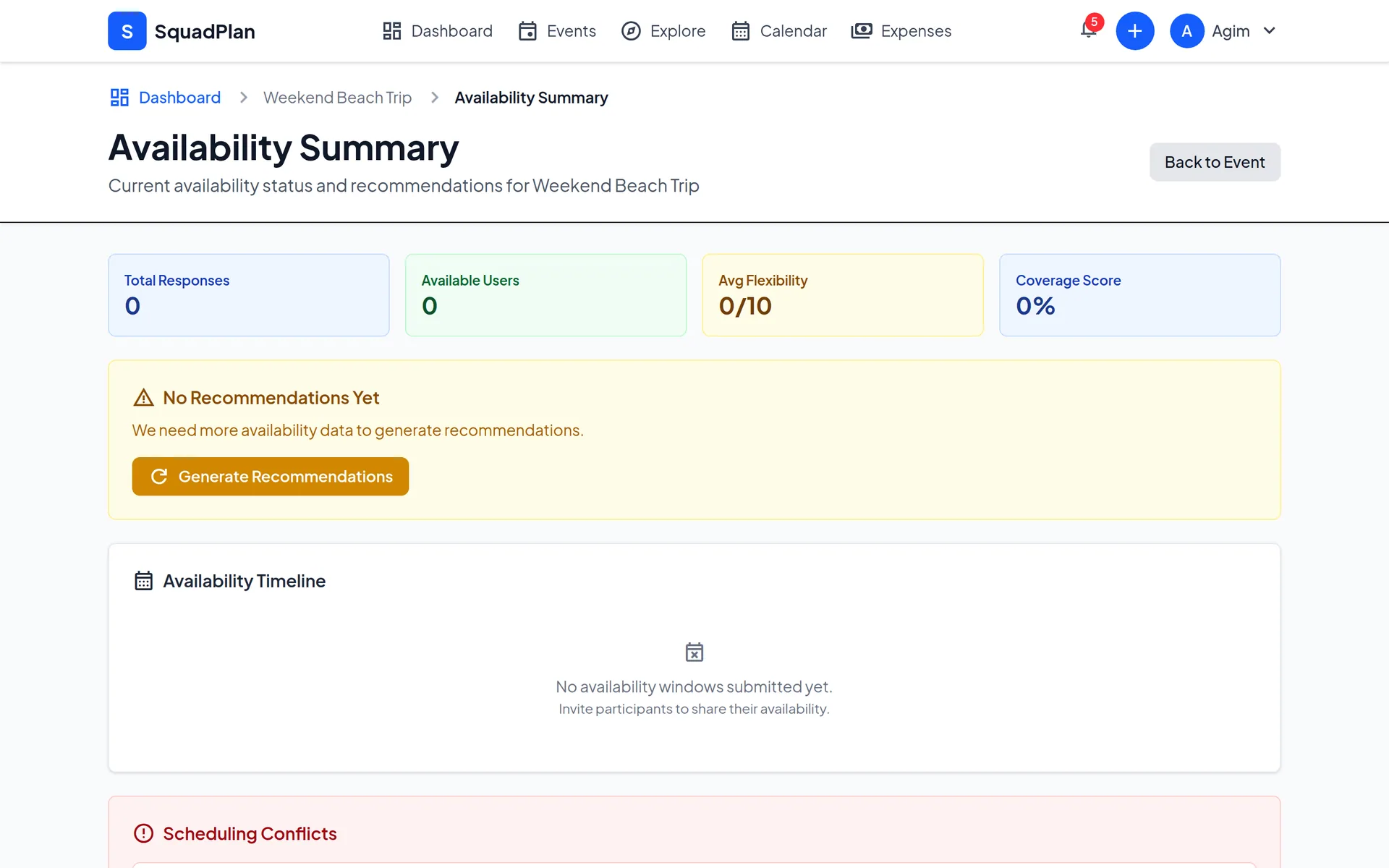Smart availability in SquadPlan