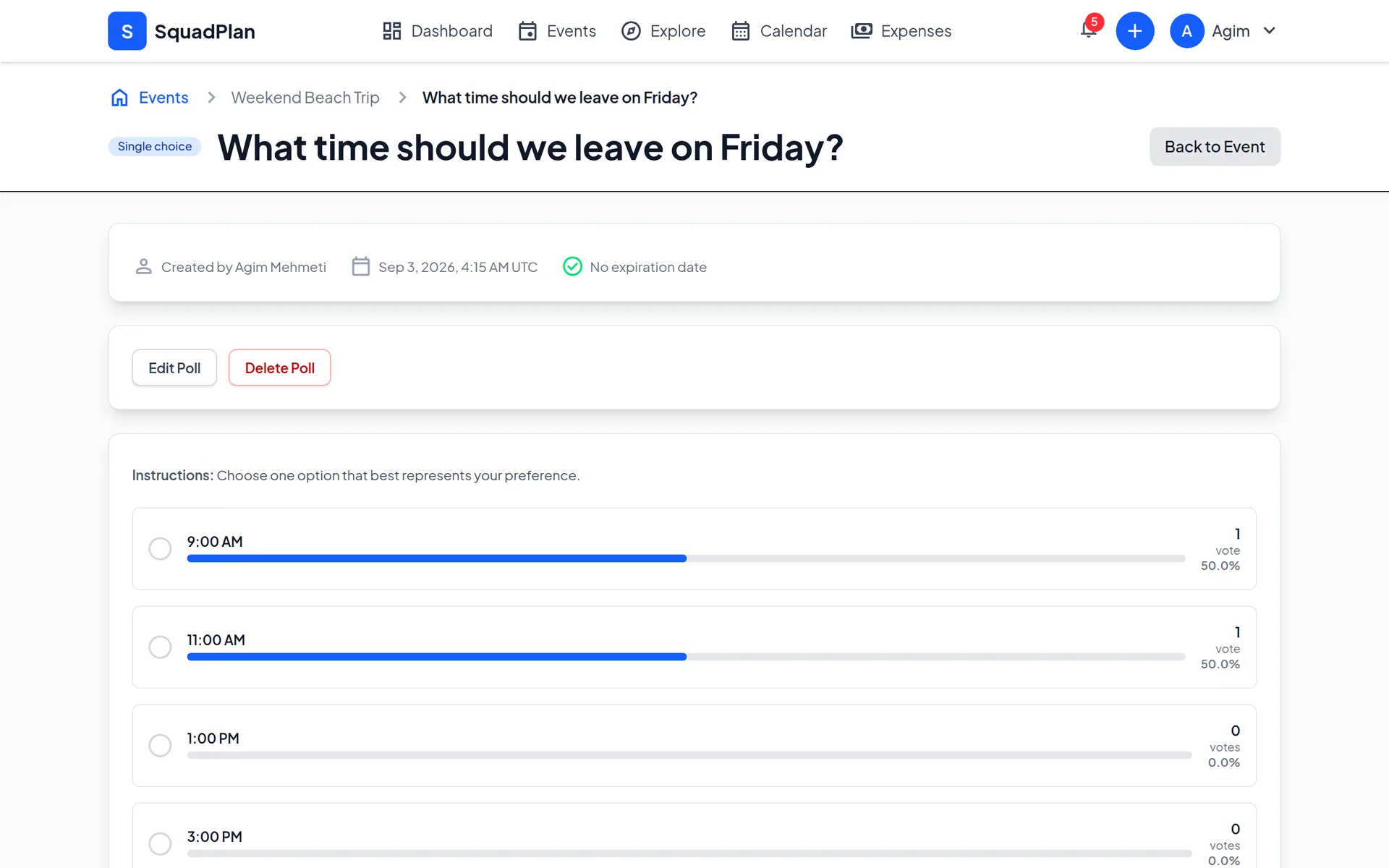 Polls that settle it in SquadPlan