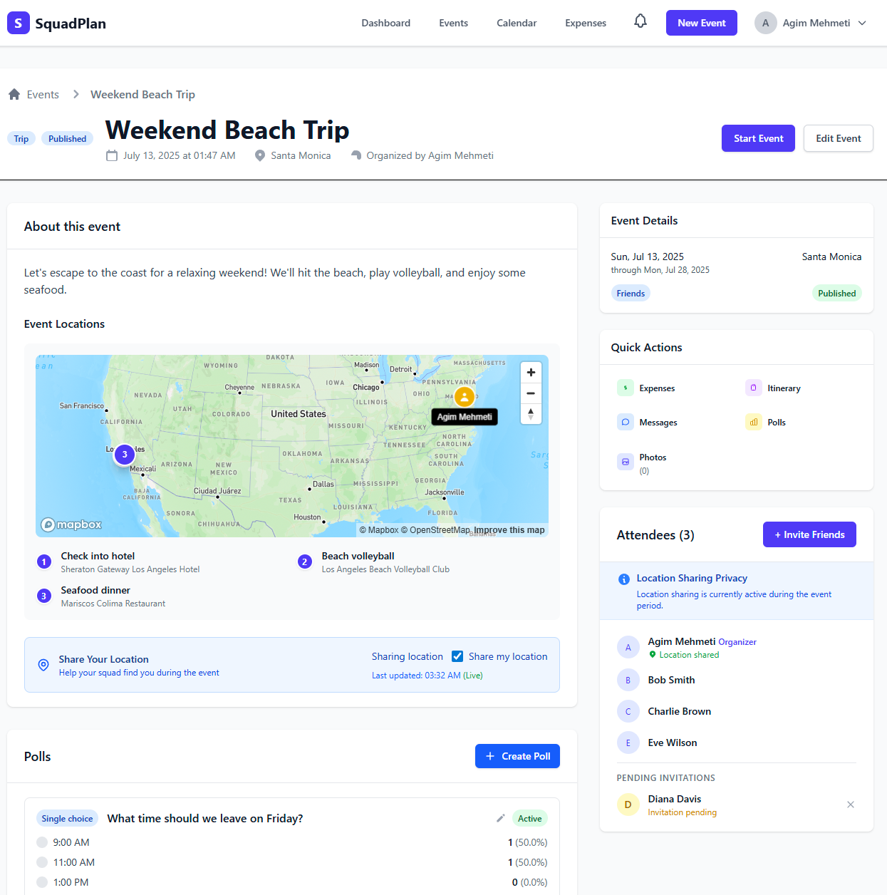 Split view interface showing itinerary and group messages side-by-side for efficient coordination