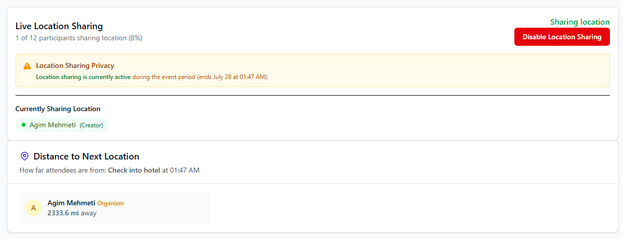 Live location sharing